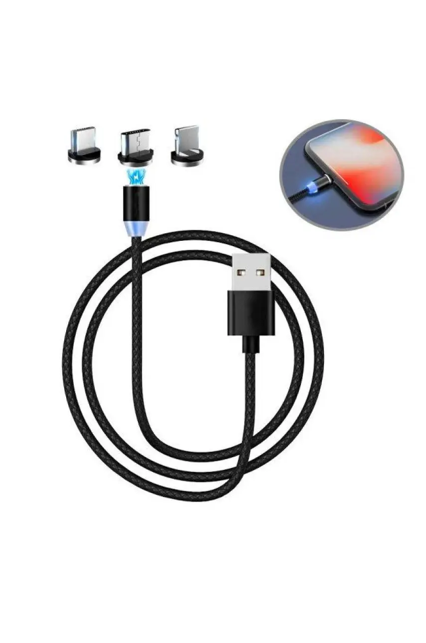 Кабель магнітний USB 3в1 Denmen D09E 2.4A Чорний 170397