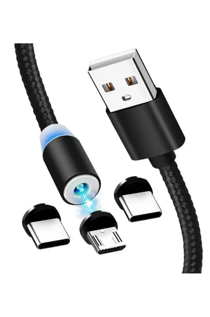 Кабель магнітний USB 3в1 Denmen D09E 2.4A Чорний 170397