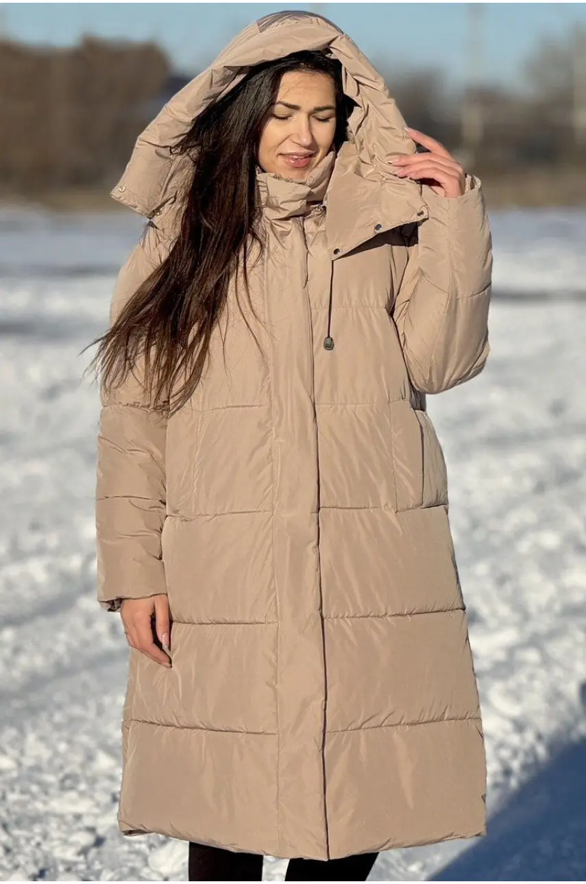 Куртка женская зима бежевого цвета 6155 172071