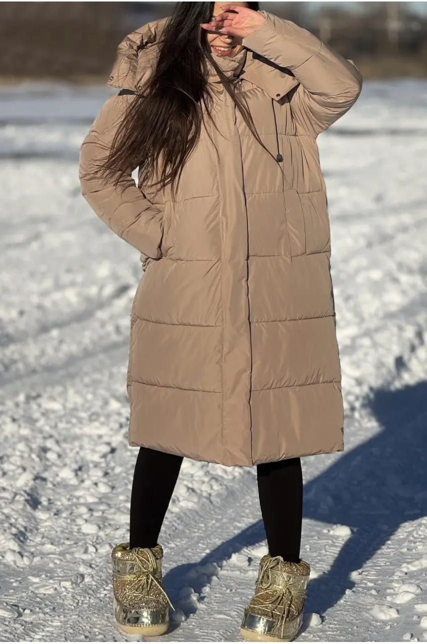 Куртка женская зима бежевого цвета 6155 172071