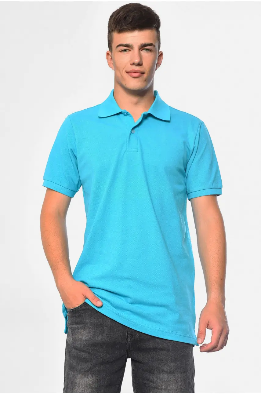 Футболка чоловіча поло бірюзового кольору 182172 Футболка чоловіча поло бірюзового кольору 182172