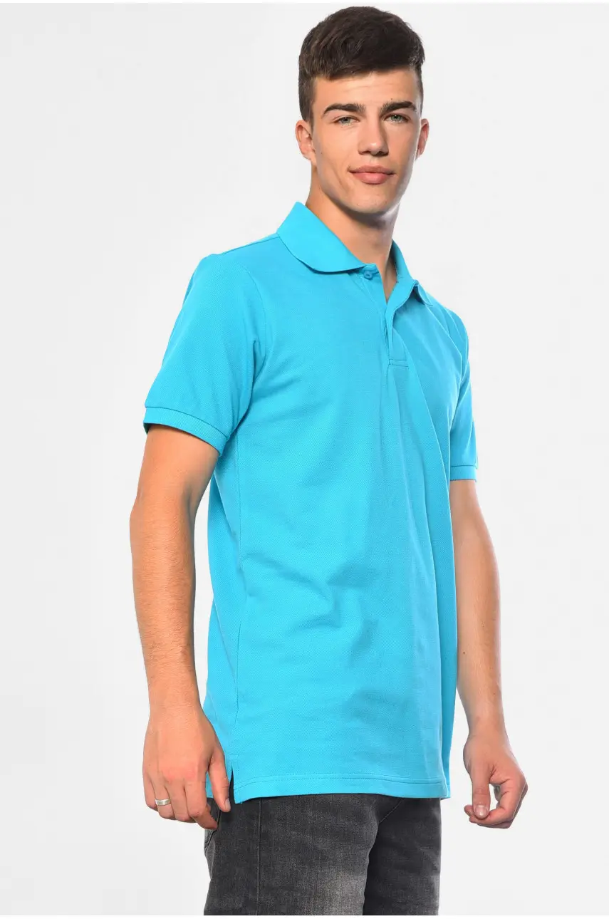 Футболка чоловіча поло бірюзового кольору 182172 Футболка чоловіча поло бірюзового кольору 182172