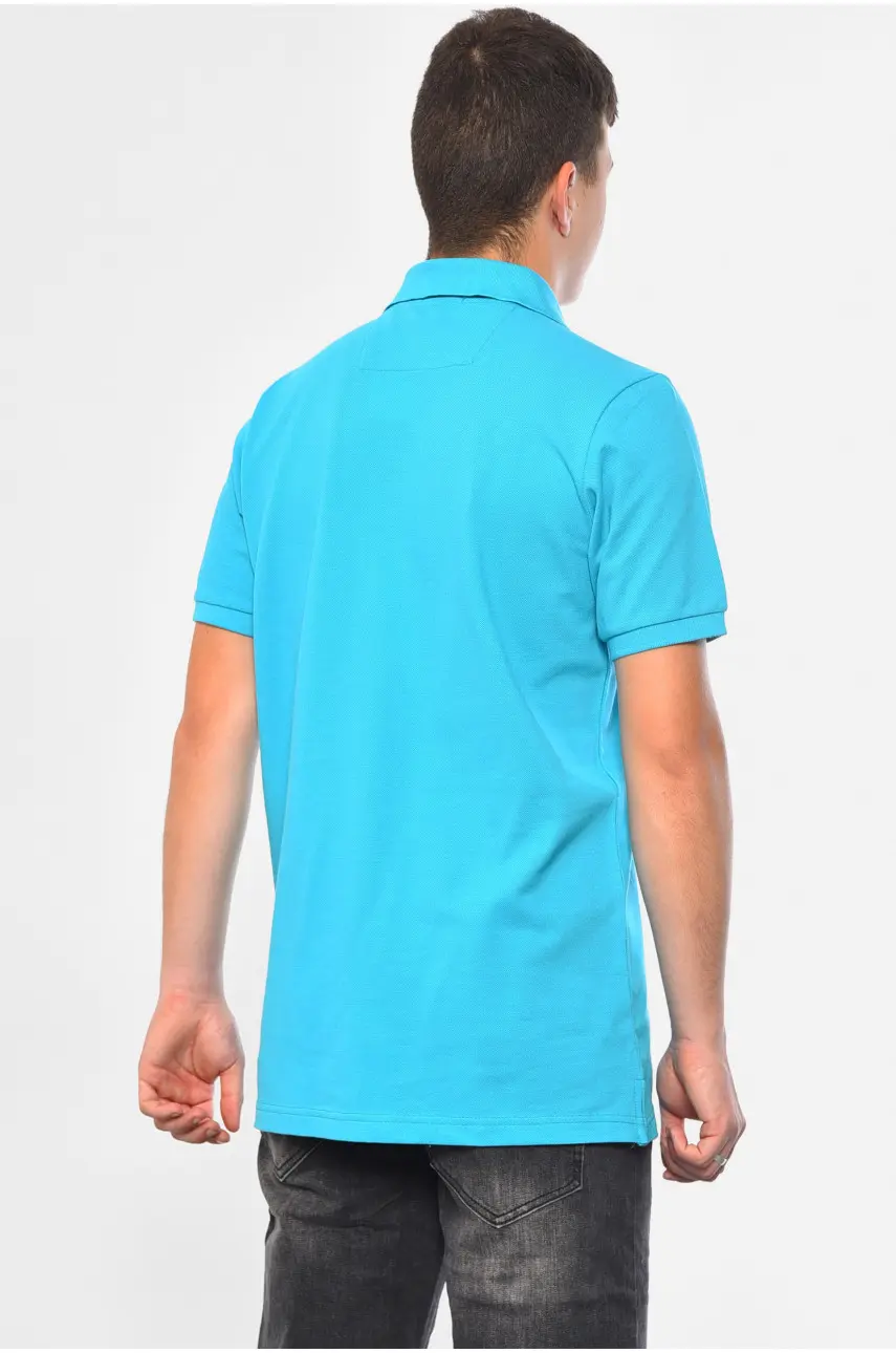Футболка чоловіча поло бірюзового кольору 182172 Футболка чоловіча поло бірюзового кольору 182172