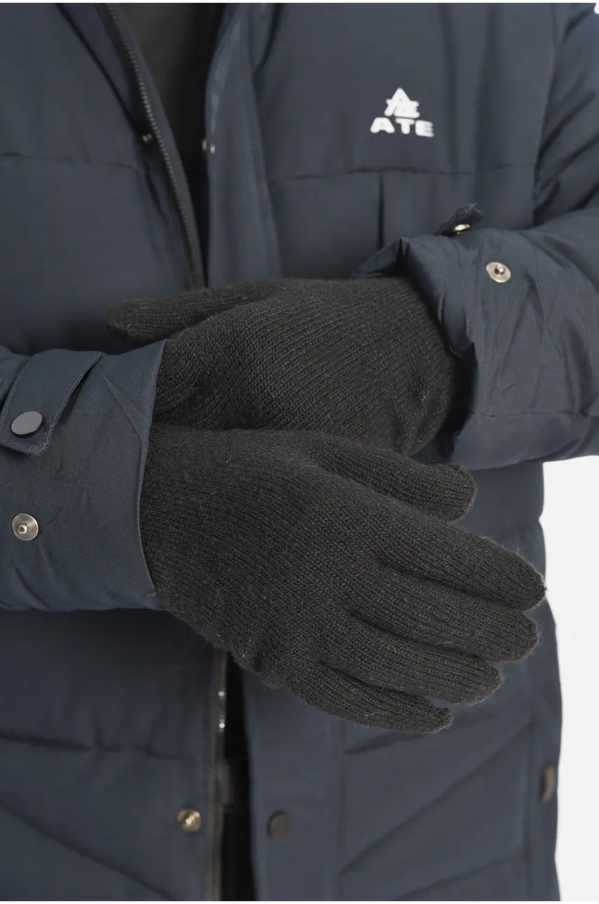Рукавички чоловічі в`язані утеплені чорного кольору 8184 188027