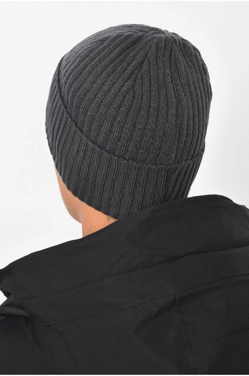 Шапка мужская с подворотом на флисе серого цвета 192419