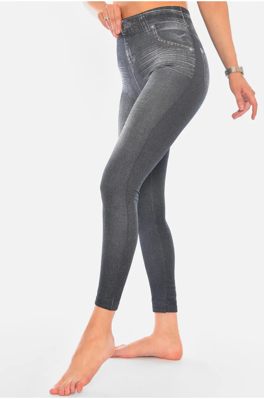Джегінси жіночі на флісі чорного кольору Slim`n Lift Caresse Jeans 194946