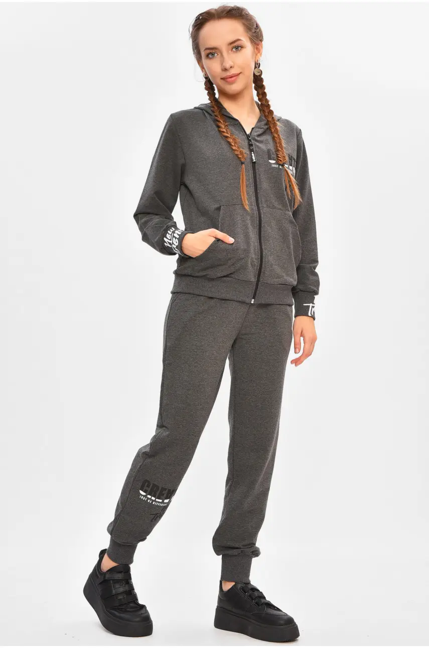 Спортивний костюм підлітковий для дівчинки темно-сірого кольору 241 206746