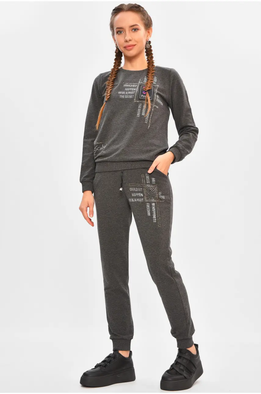 Спортивний костюм підлітковий для дівчинки темно-сірого кольору 28131 206752