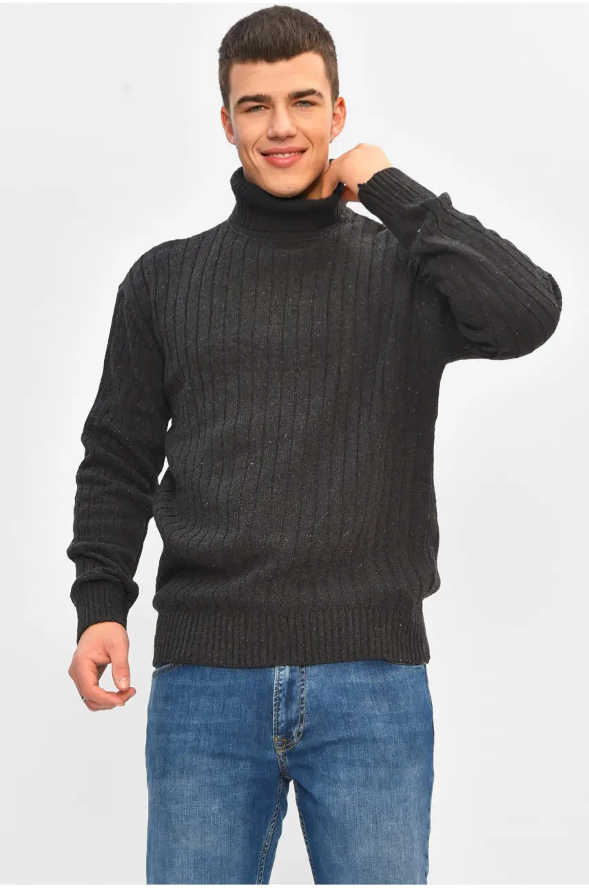 Гольф чоловічий однотонний акрил темно-сірого кольору 57111 207919