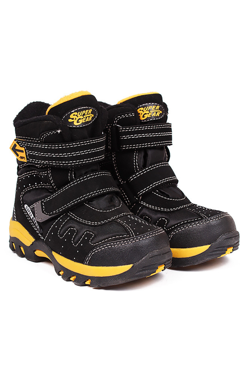 Ботинки термо детские мальчик черные с желтым В 209-1
