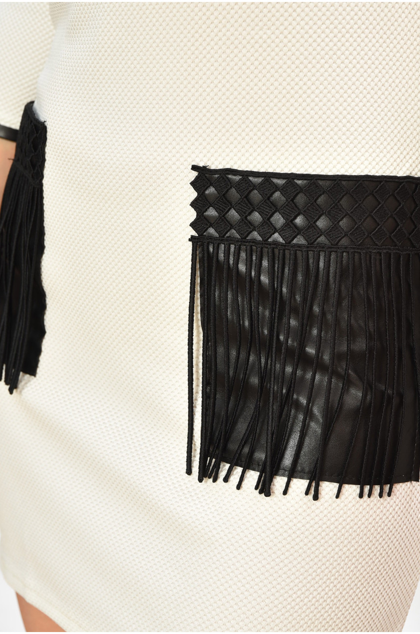 Женское платье с карманами белое 102441