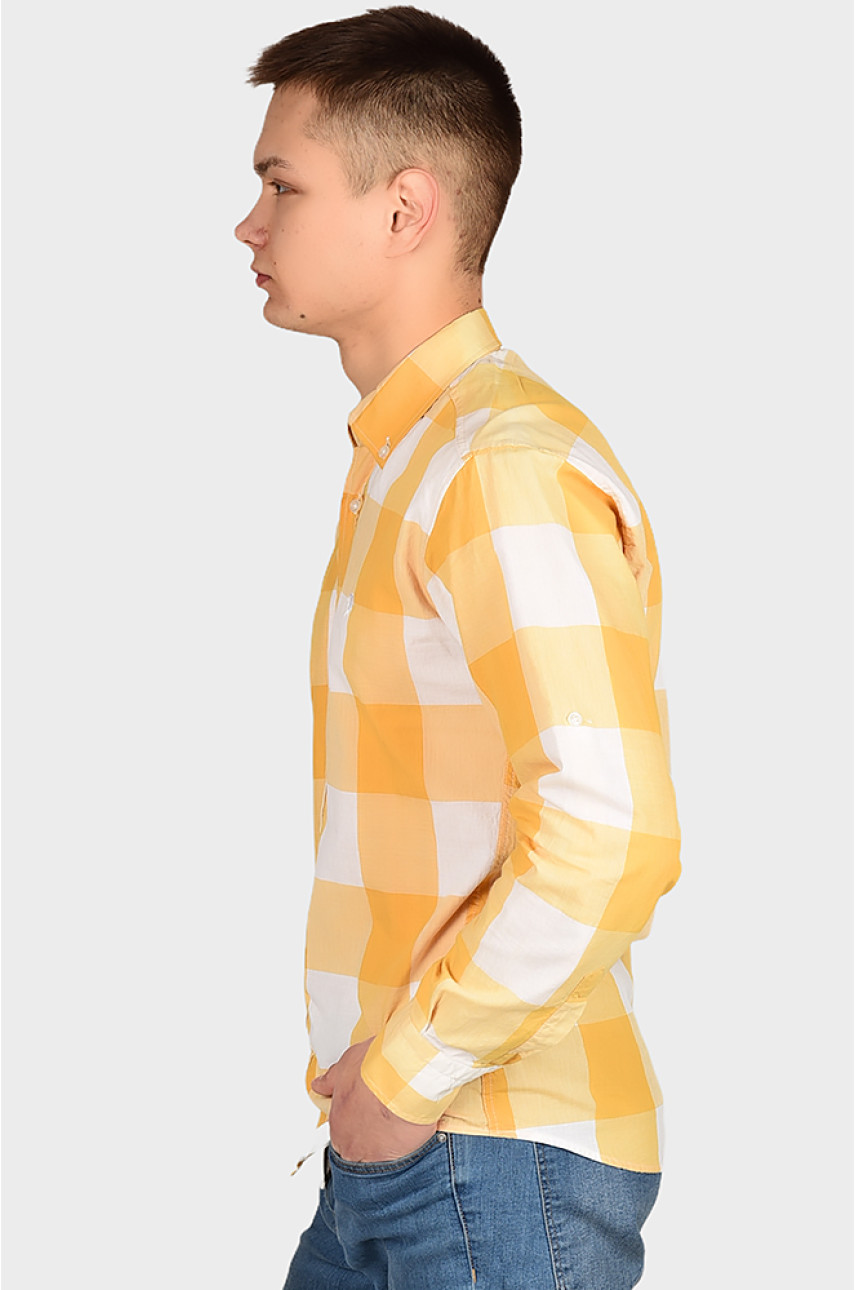 Рубашка мужская желтая размер S