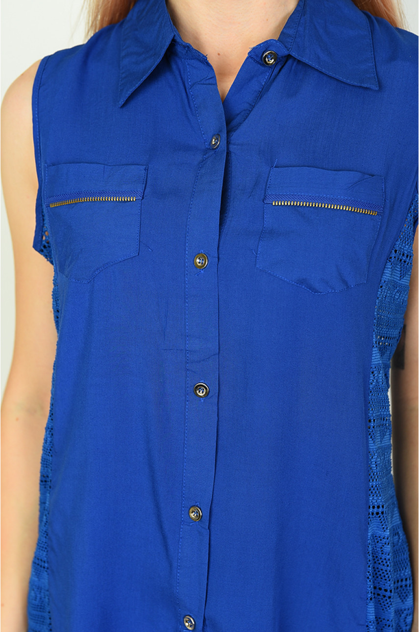 Блуза женская синяя размер М 1570