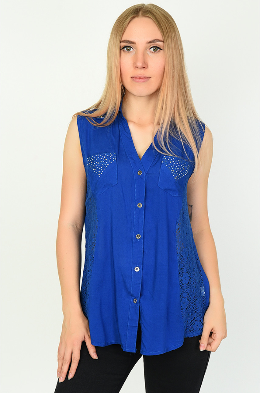Блуза женская синяя 1502