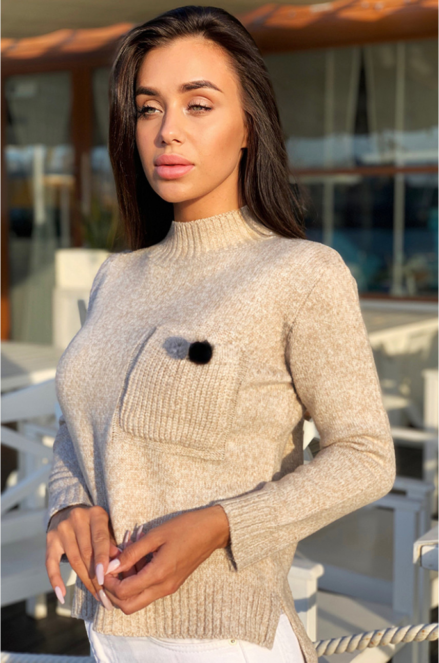 Свитер женский пушок светло -бежевый Свитер женский пушок светло -бежевый