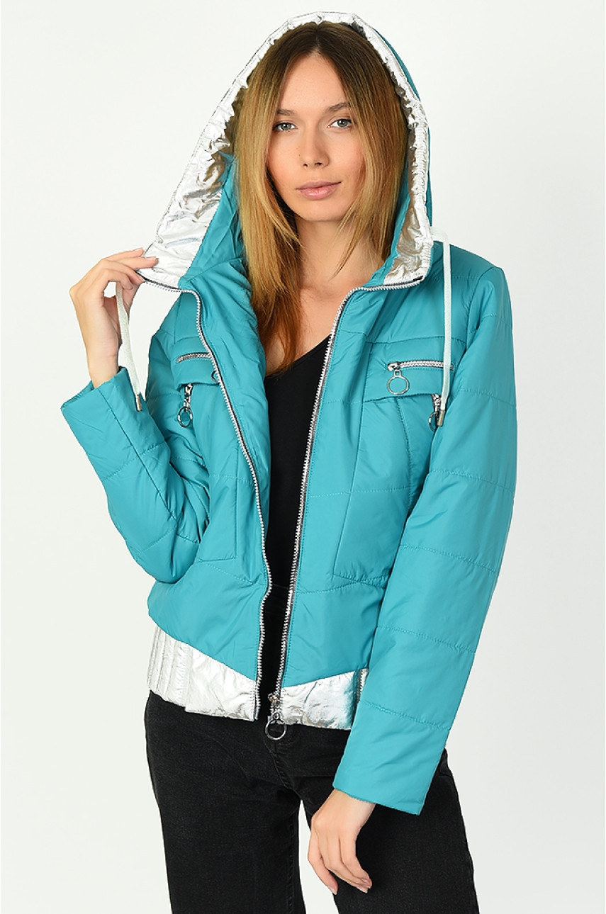Курточка женская весна-осень бирюза размер 48 185-8