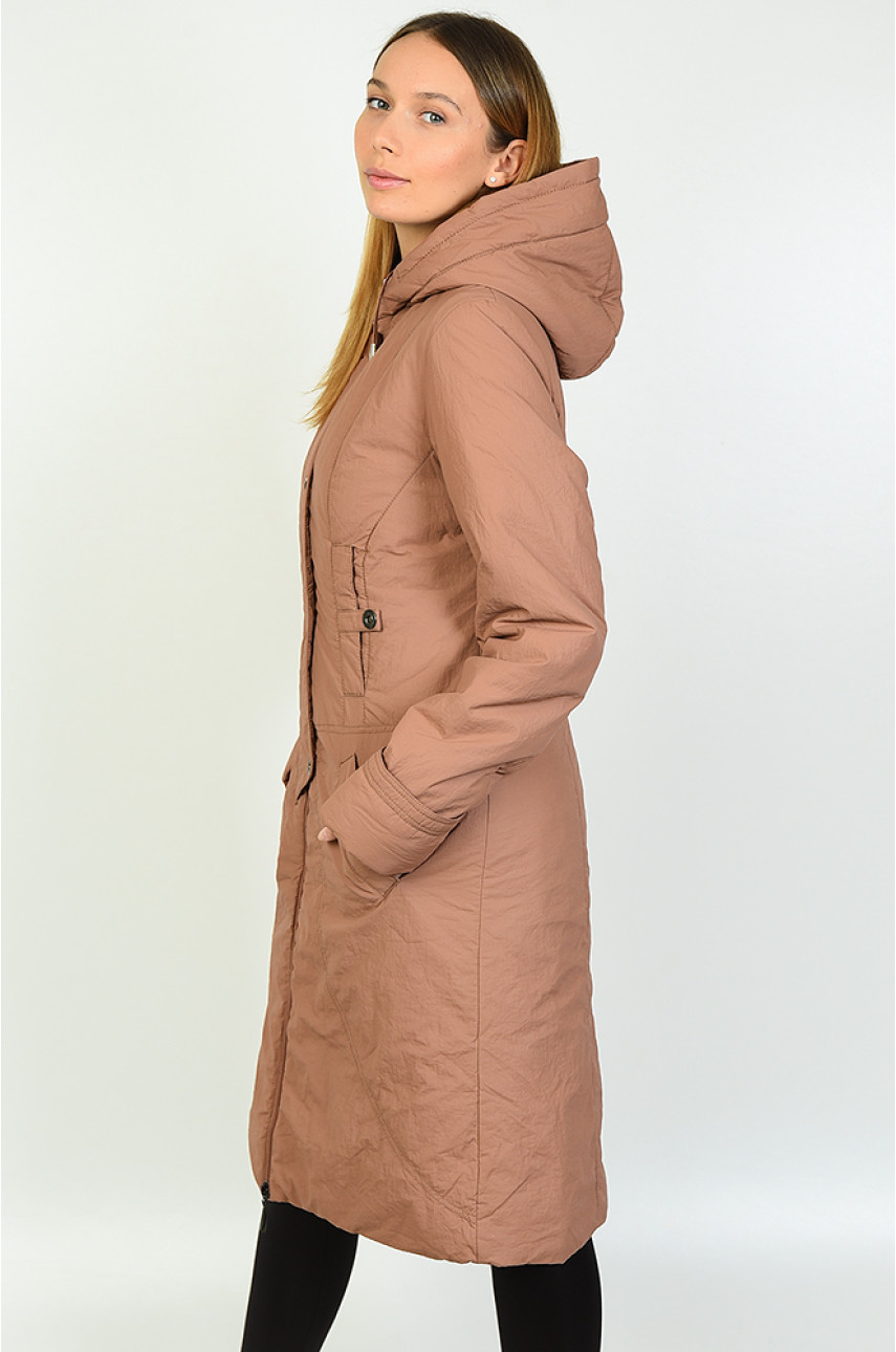 Куртка женская удлиненная светло-коричневая размер 46 6781