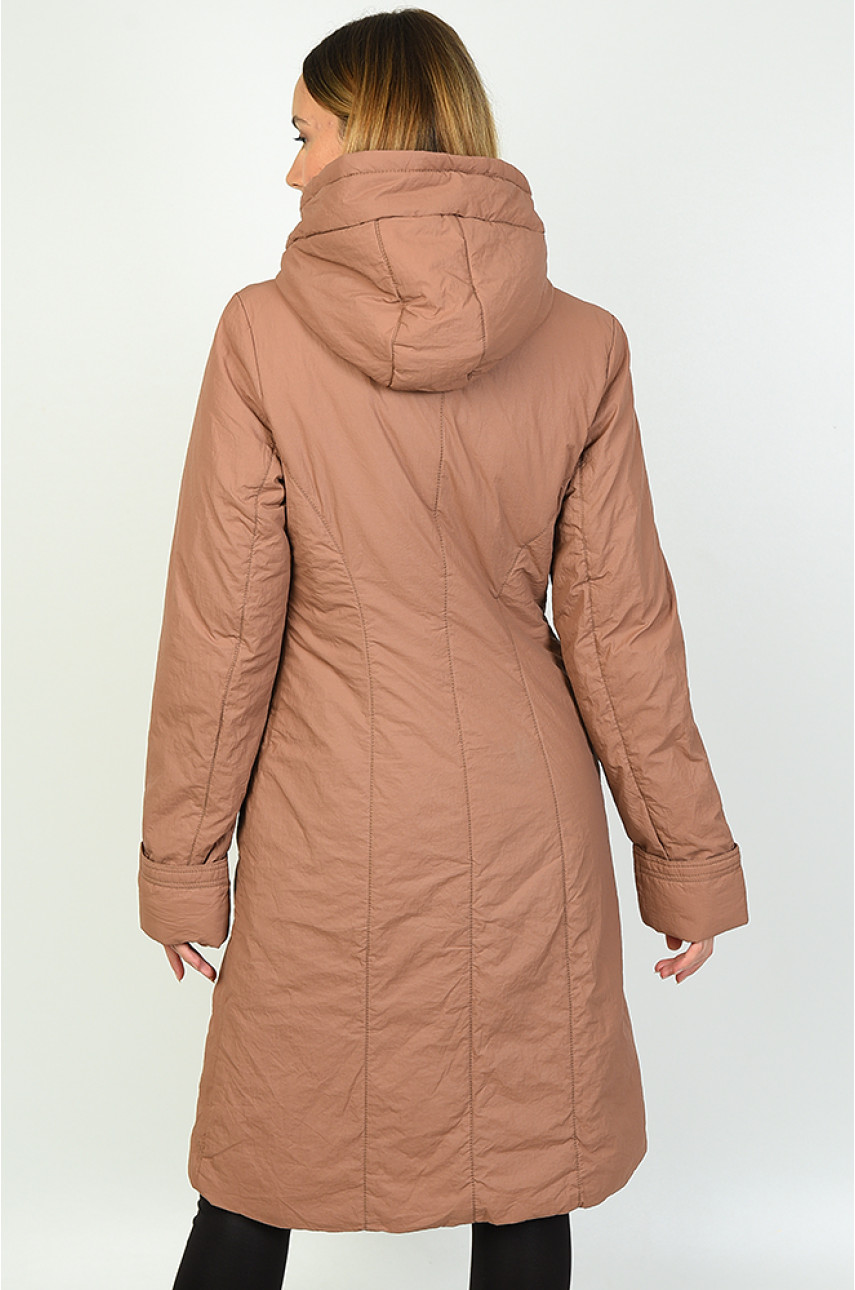 Куртка женская удлиненная светло-коричневая размер 46 6781
