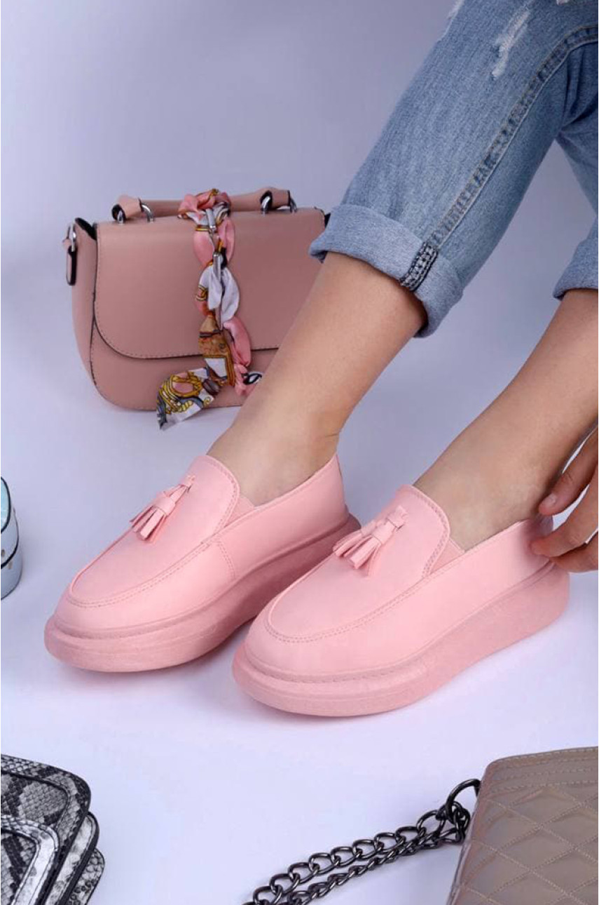 Лоферы женские розовые 88-25