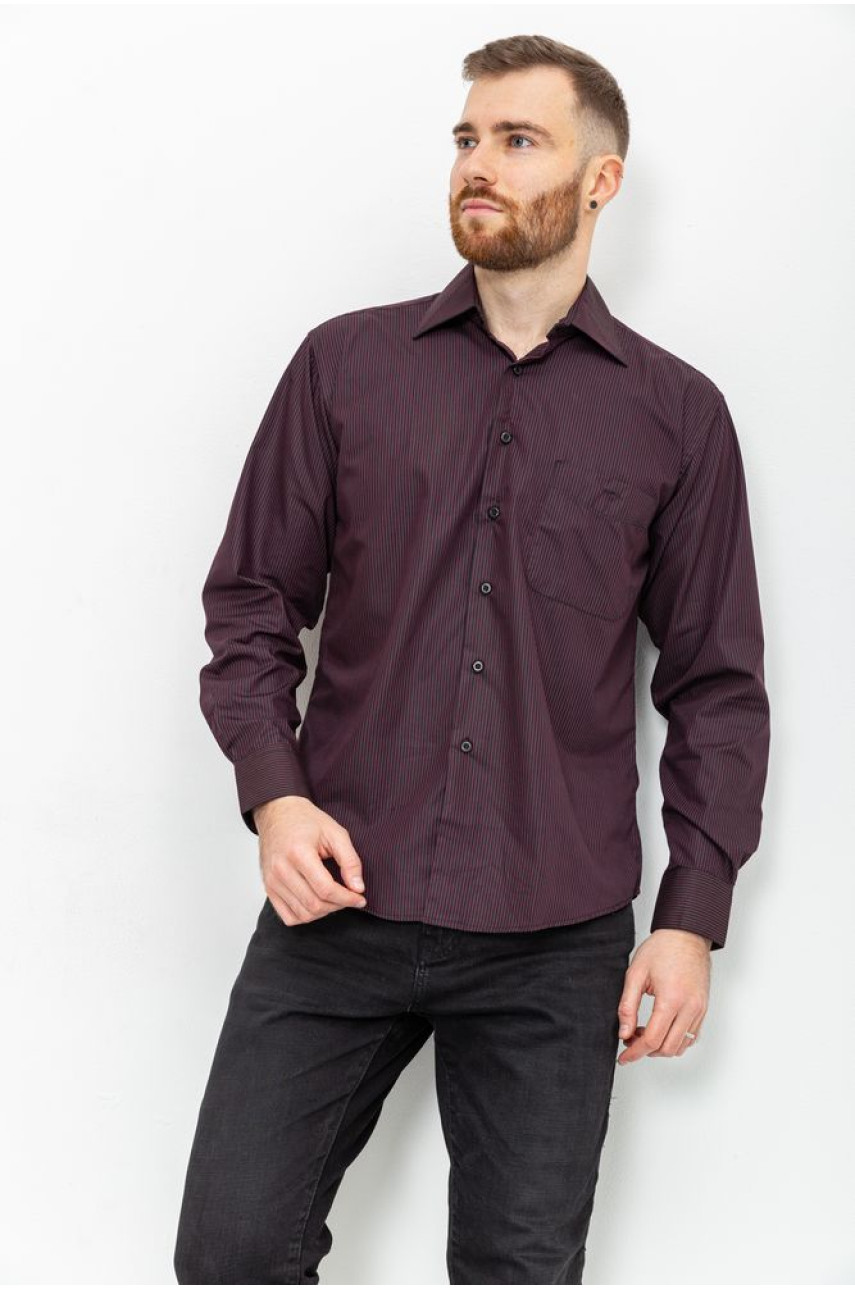 Рубашка мужская черная в бордовую полоску 2-159 140132