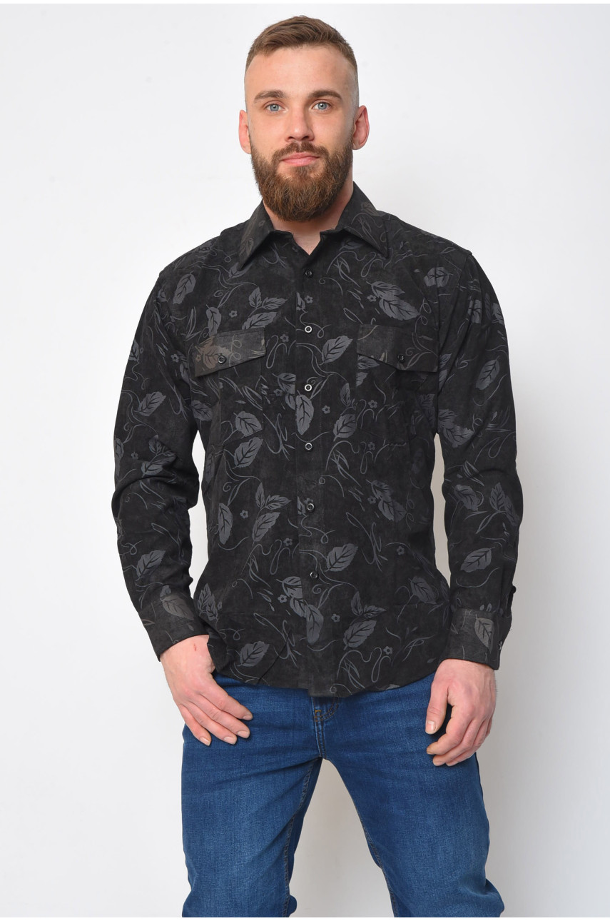 Рубашка мужская микровельвет черная Н-8 140133