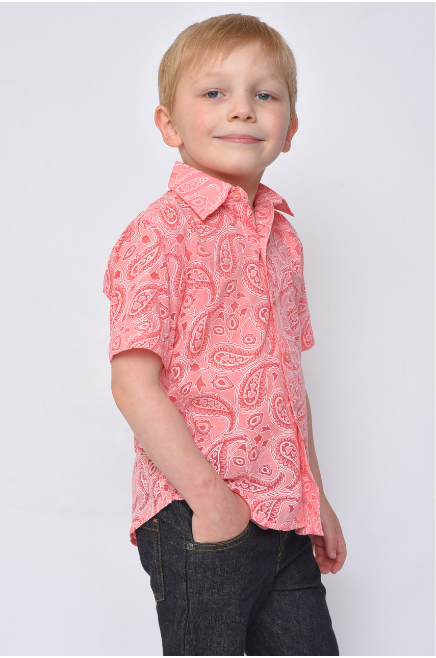 Рубашка детская мальчик коралловая 148502