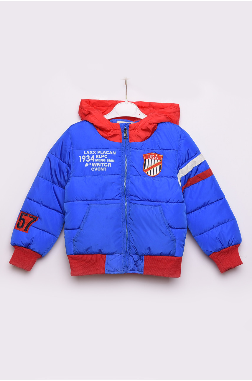 Куртка детская демисезон синяя с красным с надписями 150206