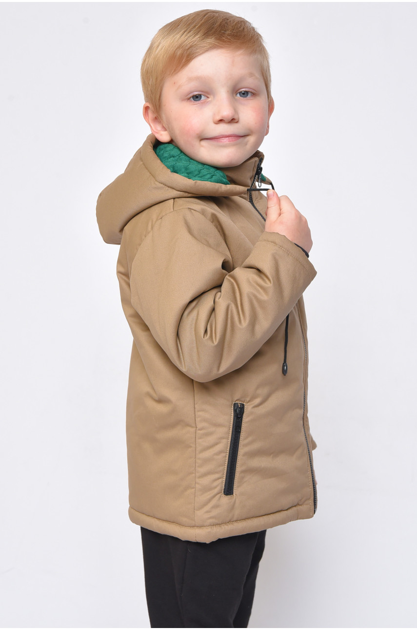 Куртка детская демисезон коричневая с капюшоном 150297