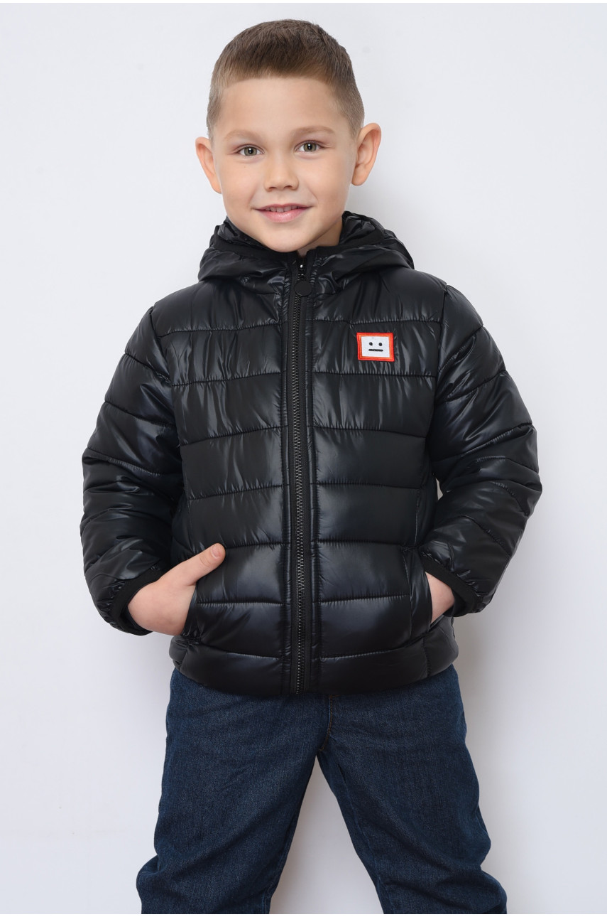 Куртка детская демисезон черная с капюшоном 150354