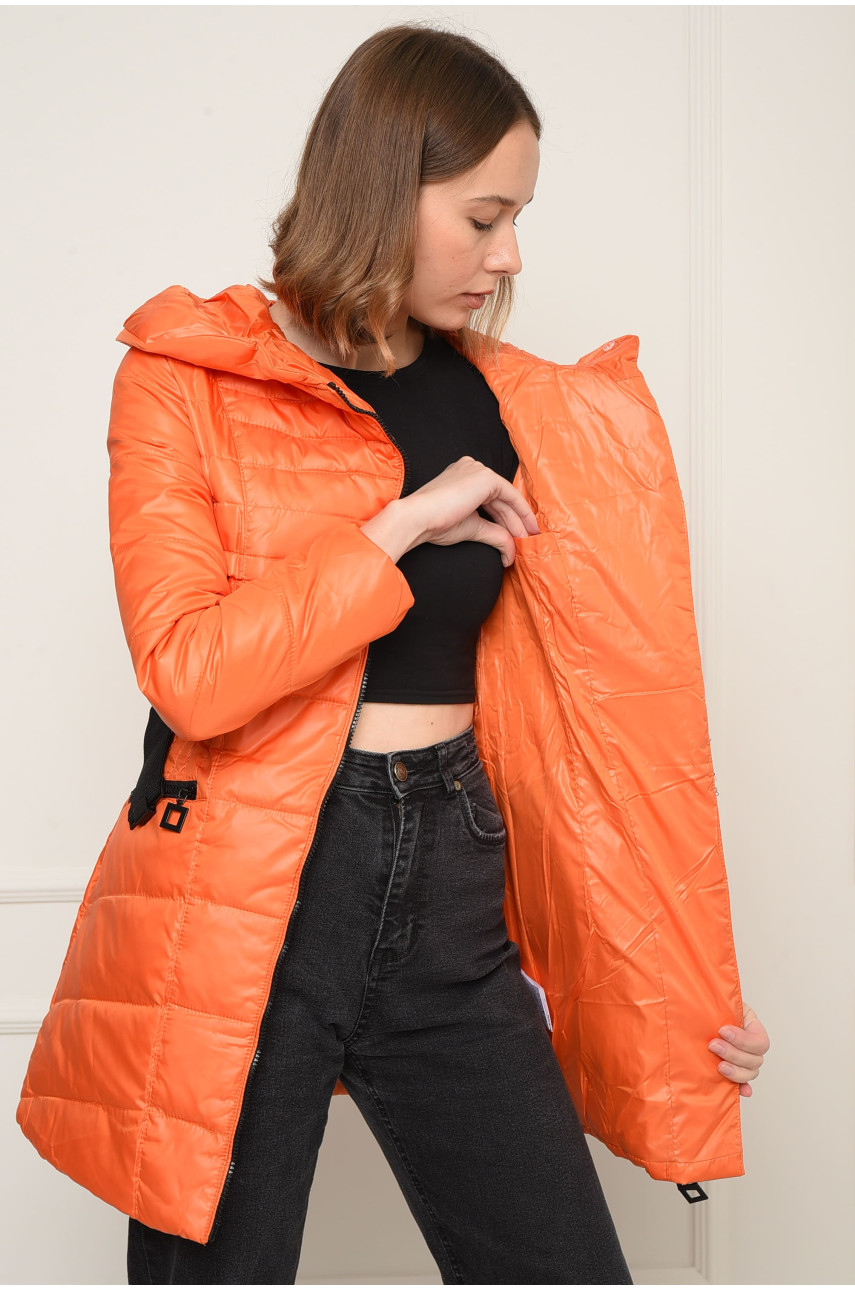 Куртка женская демисезон оранжевая с капюшоном размер 36 150513