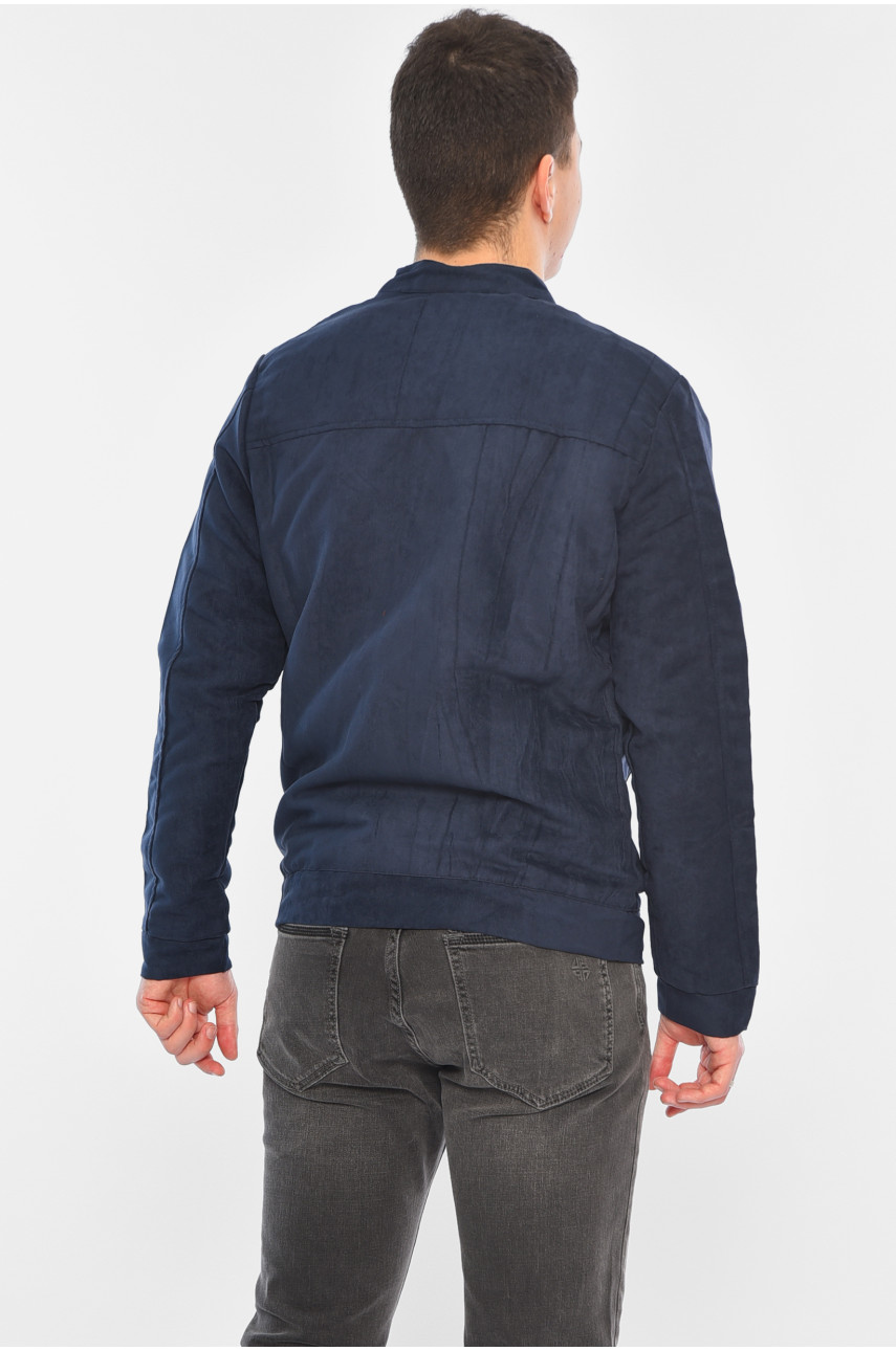 Бомбер замшевый мужской темно-синий 532 150675