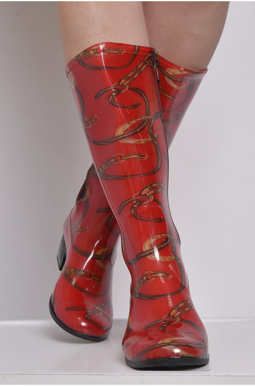 Сапоги резиновые высокие женские красные 002-229 150716