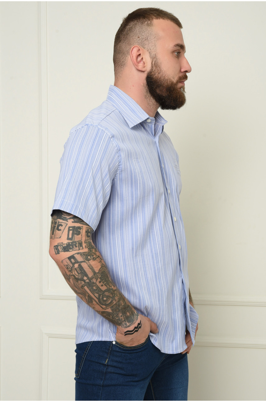 Рубашка мужская голубая в полоску летняя 151228