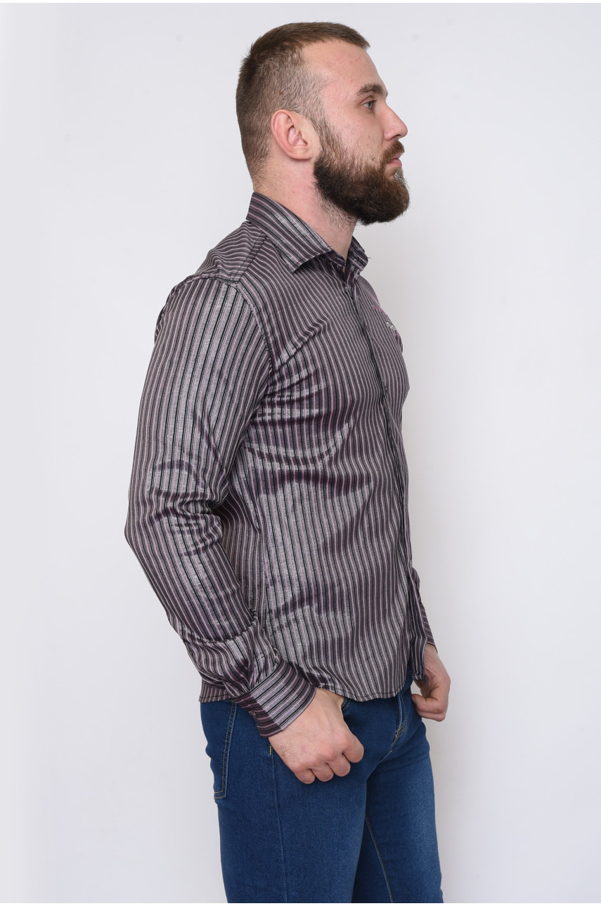 Рубашка мужская фиолетовая в полоску 102 151419
