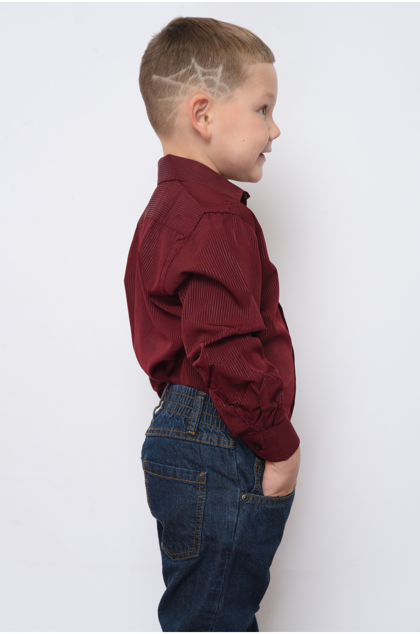 Рубашка детская мальчик бордовая 151811