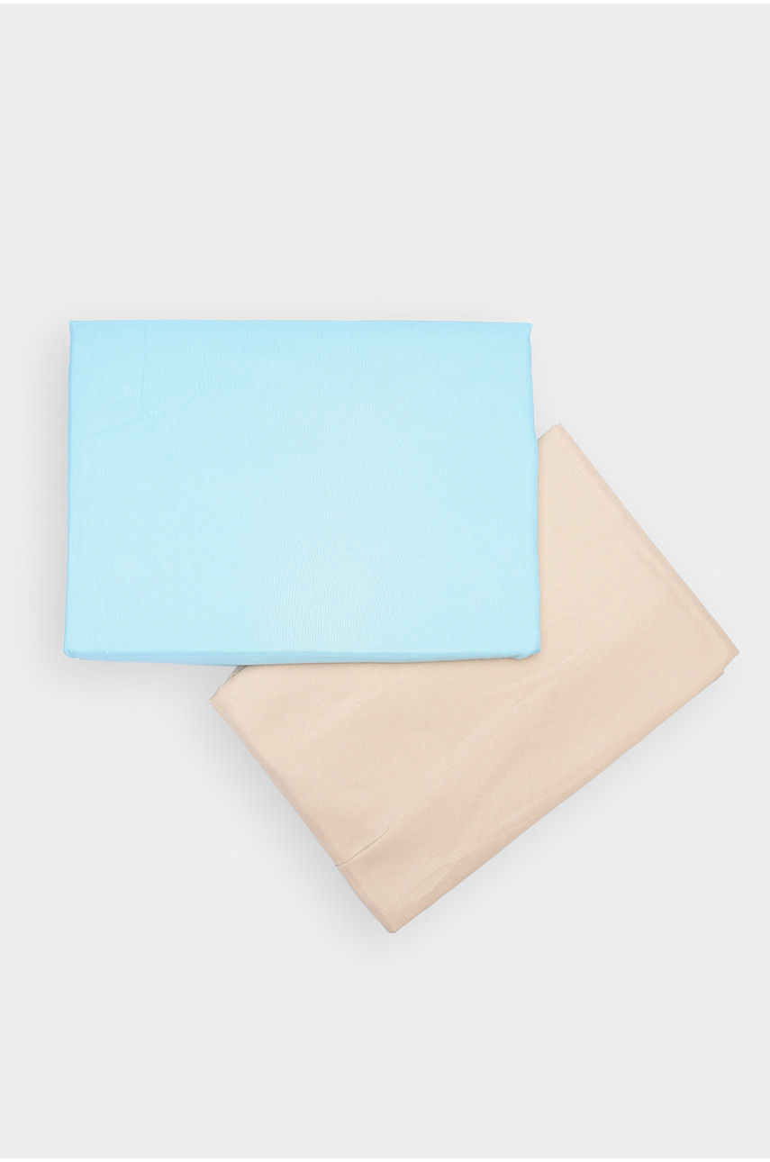 Комплект постельного белья голубой с бежевым полуторка 152457
