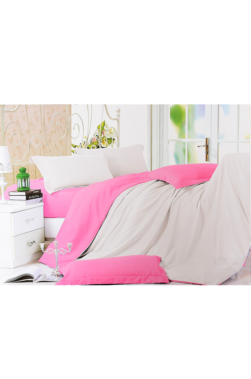 Комплект постельного белья пудра с розовым полуторка 152461