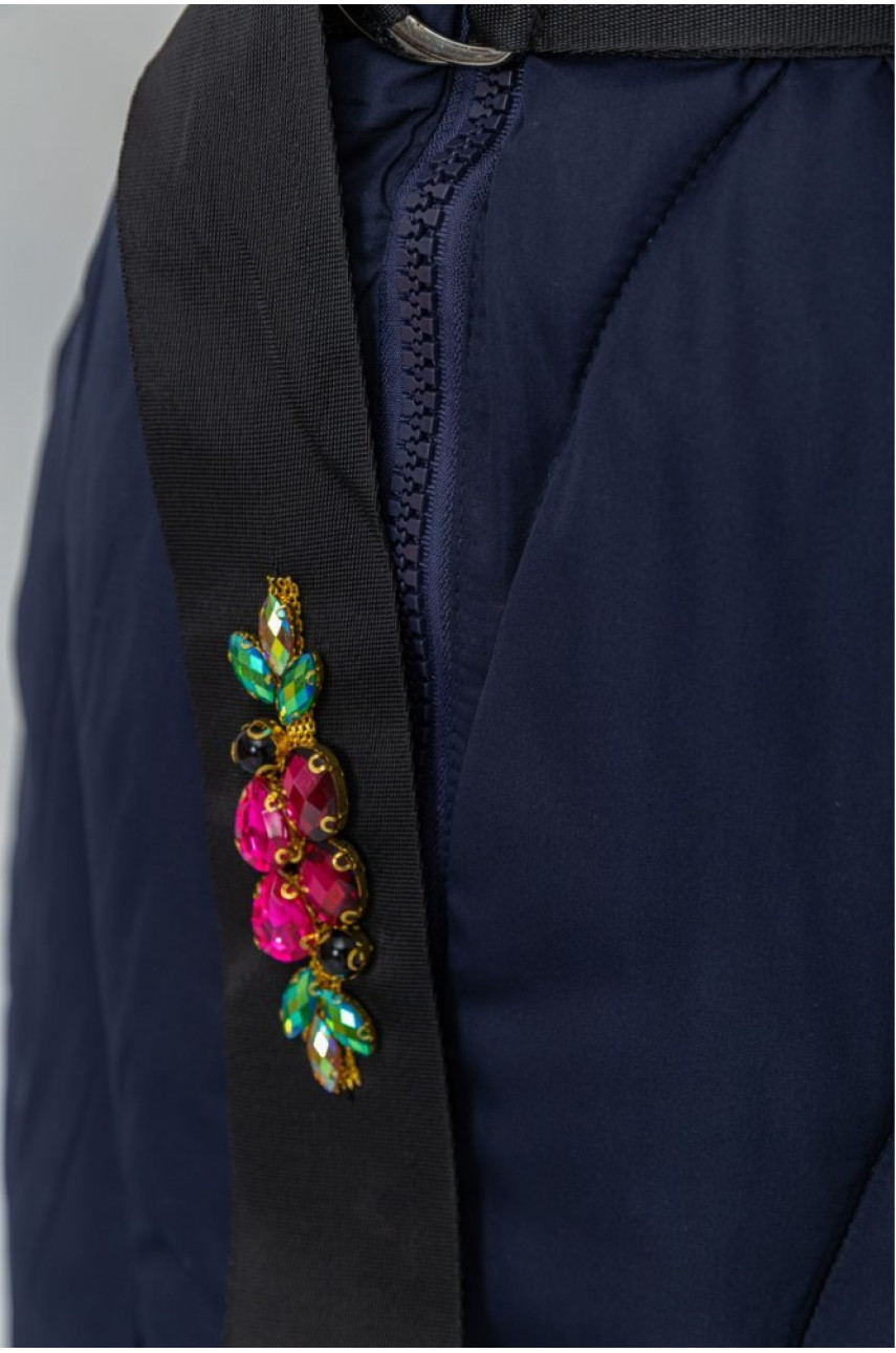 Куртка женская зимняя на синтепоне темно-синяя Уценка 152661