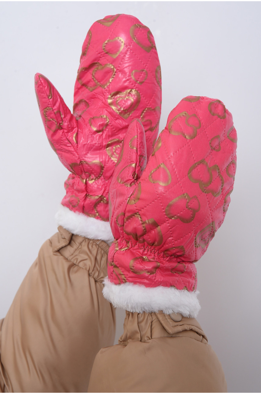 Варежки женские розового цвета с принтом 152689 Варежки женские розового цвета с принтом 152689