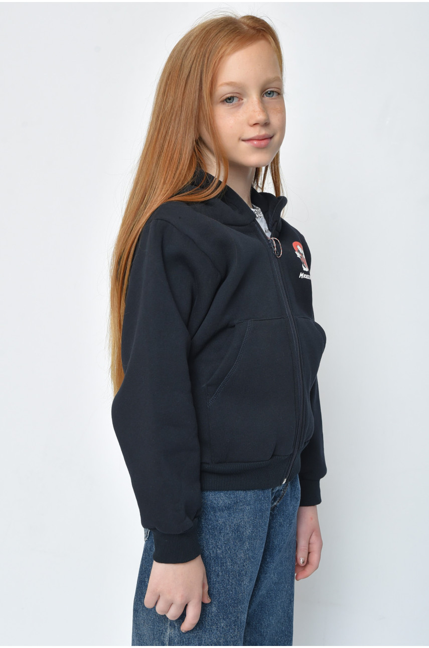 Спортивная кофта детская девочка на флисе черного цвета 153366