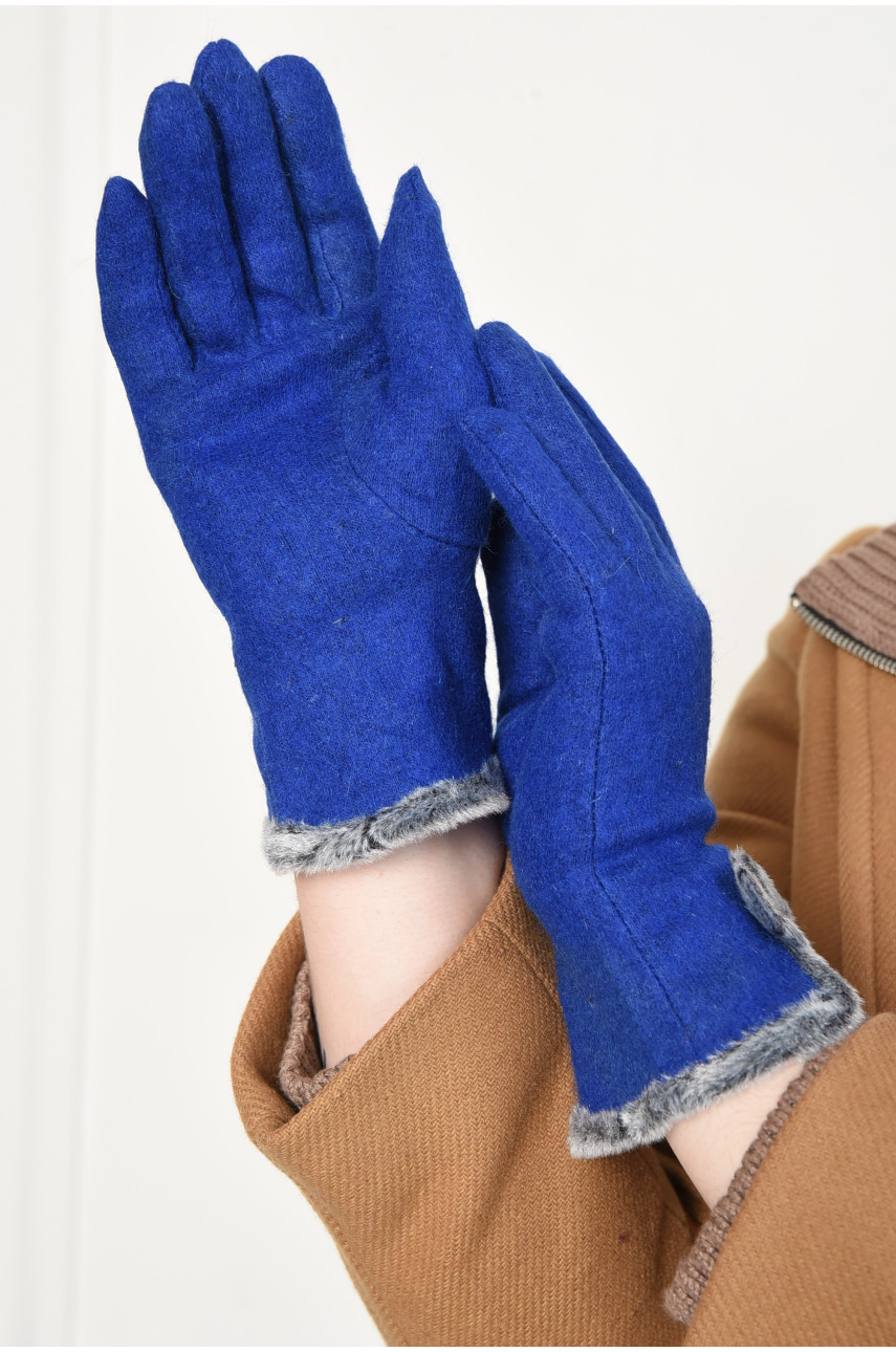 Рукавички жіночі текстильні синього кольору 153458