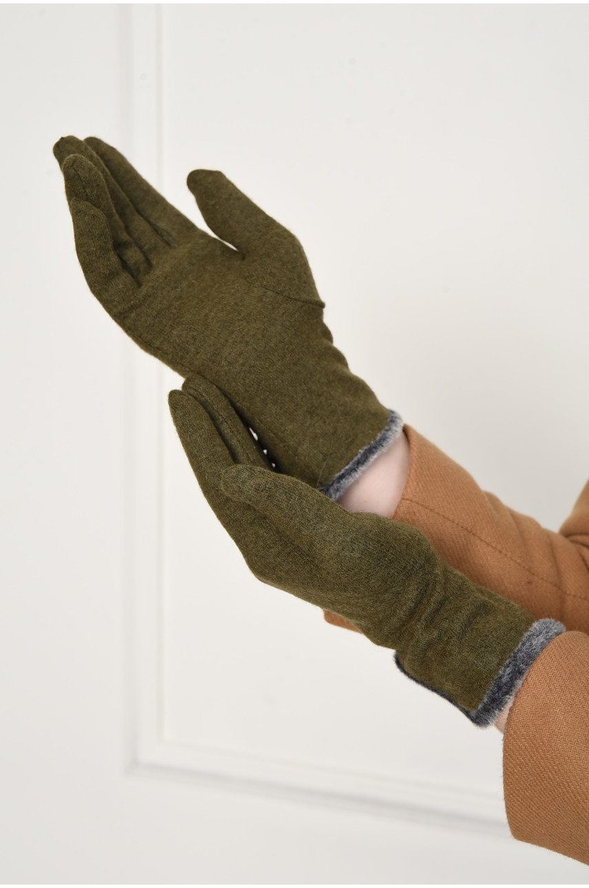 Перчатки женские текстильные зеленого цвета 153459