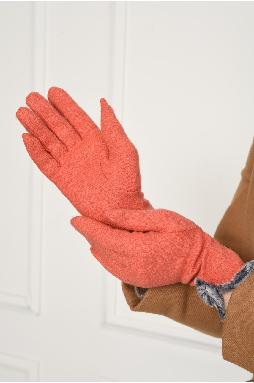 Перчатки женские текстильные оранжевого цвета 153460