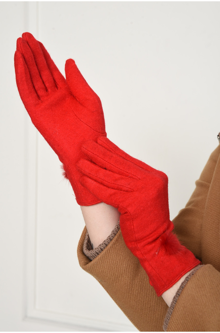 Перчатки женские текстильные красного цвета 153519