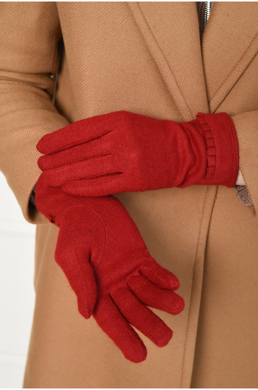 Перчатки женские текстильные бордового цвета 153549