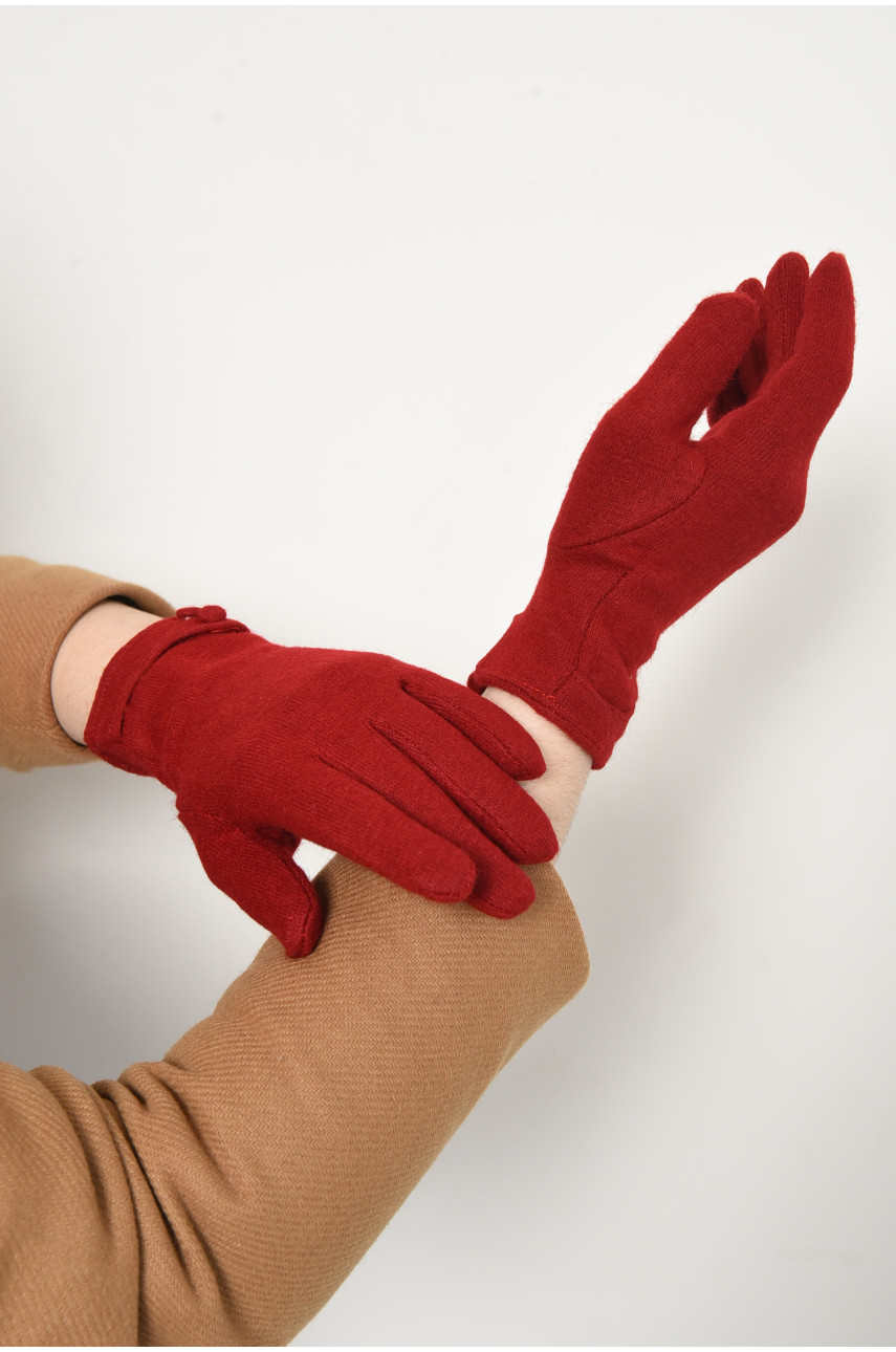 Перчатки женские текстильные бордового цвета 153551