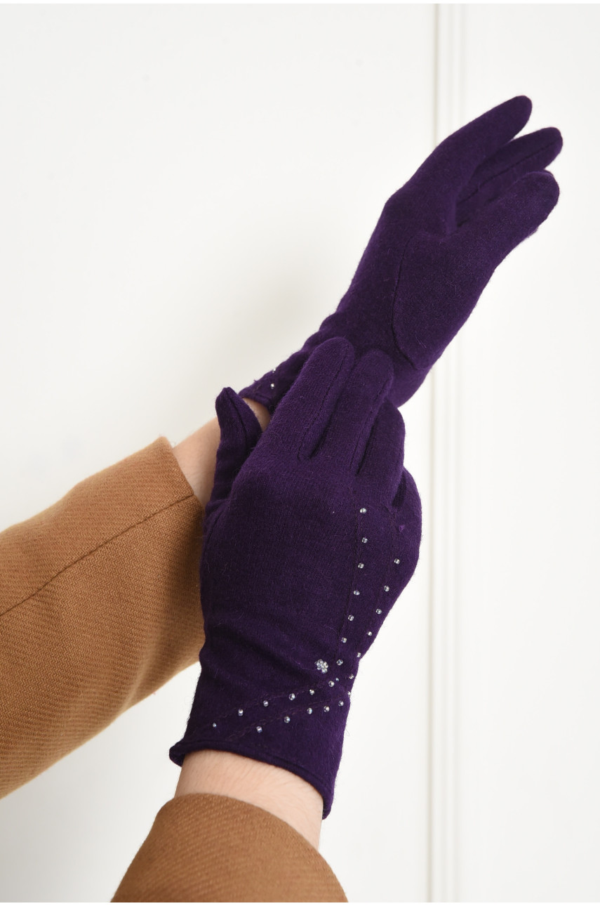Перчатки женские текстильные фиолетового цвета 153565