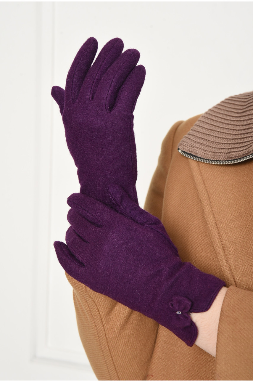 Перчатки женские текстильные фиолетового цвета 153583