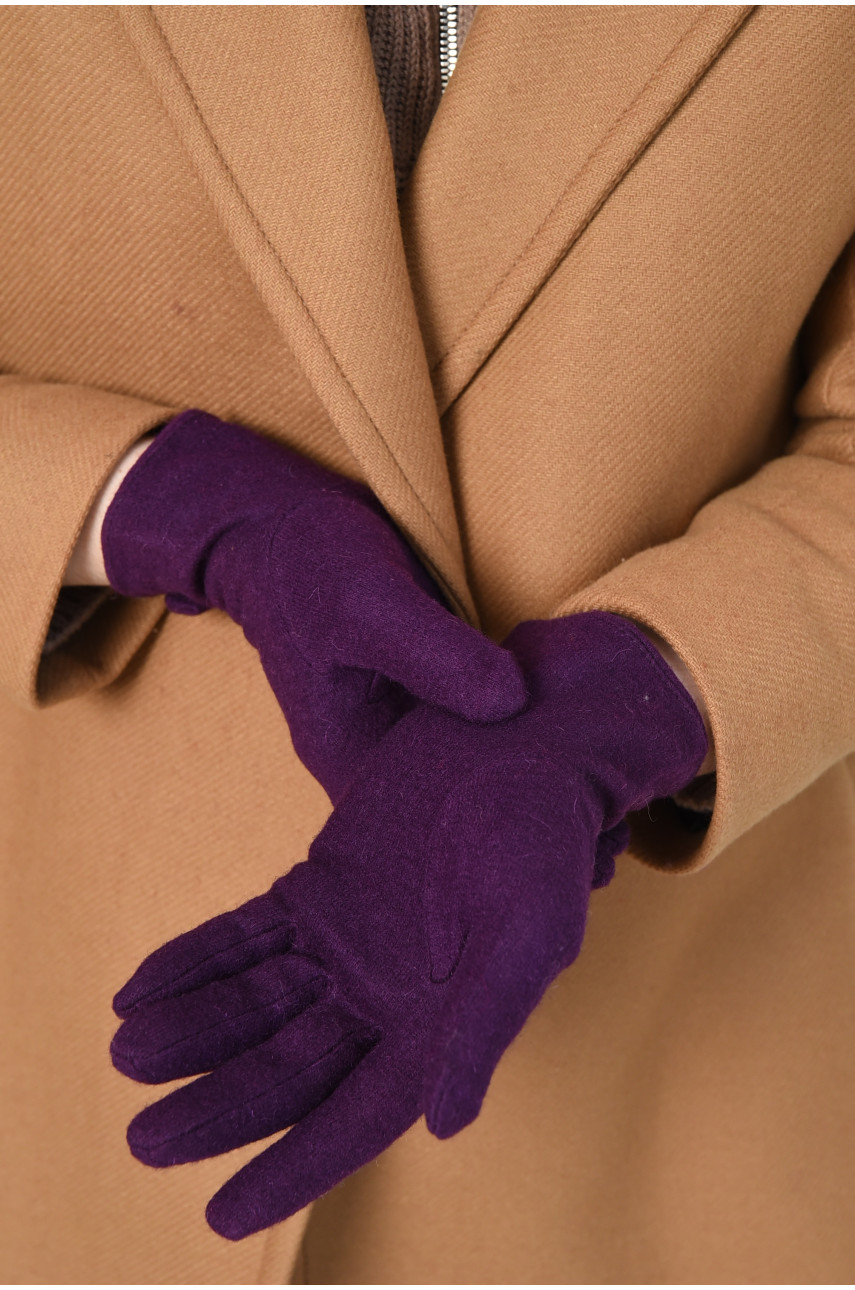 Перчатки женские текстильные фиолетового цвета 153583