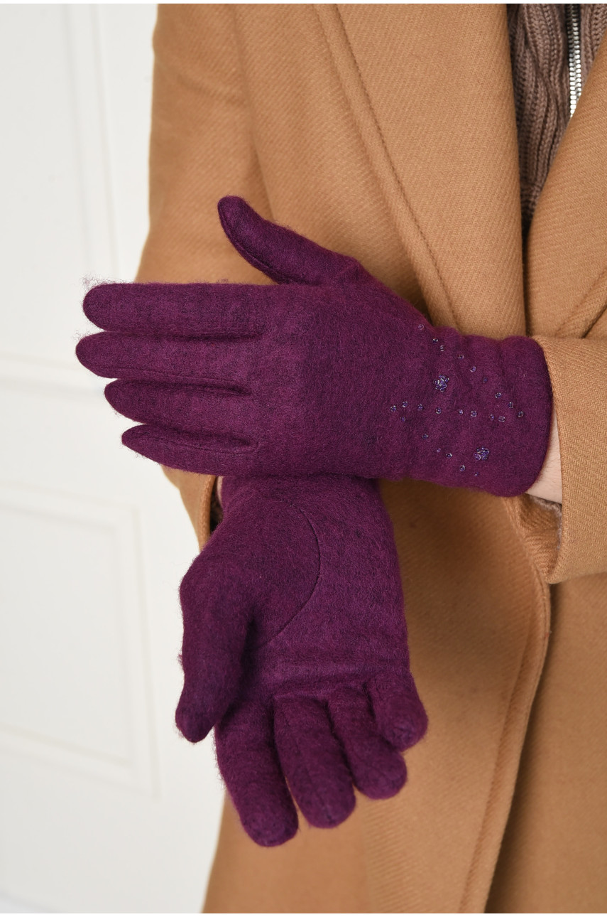 Перчатки женские текстильные фиолетового цвета 153584